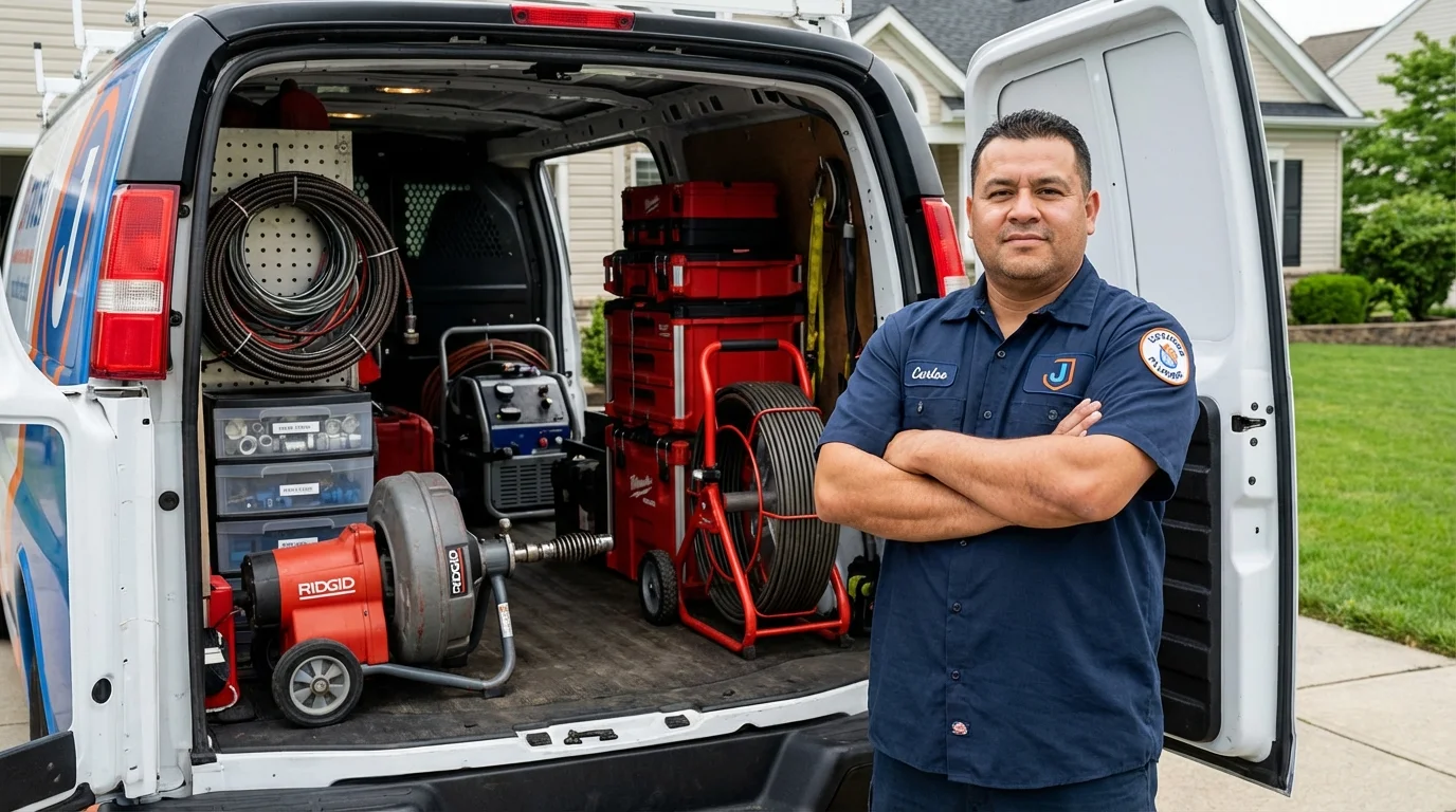 Professional drain cleaning equipment and Johns Plumbing LLC plumber in Phelan