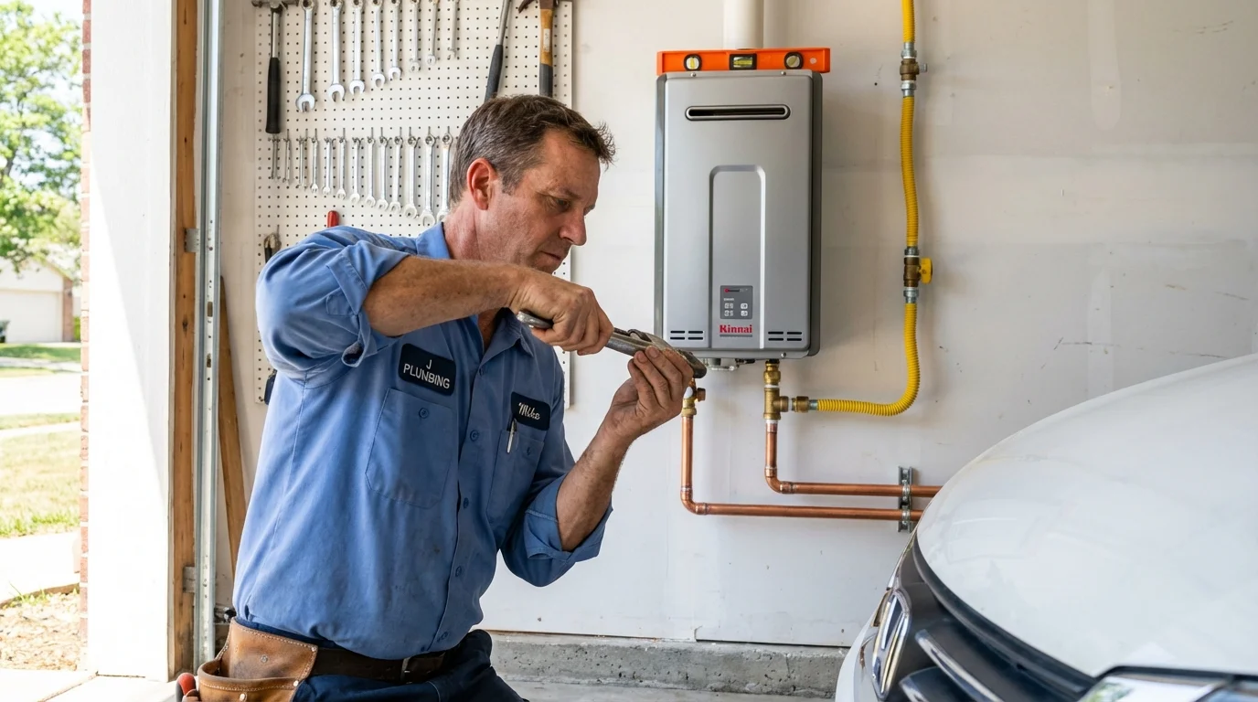 Tankless water heater installation by a Johns Plumbing LLC plumber in Phelan
